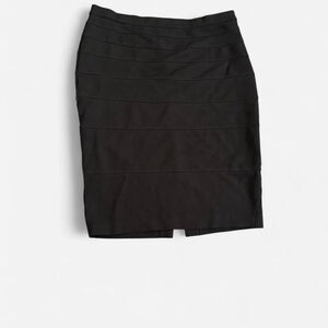 Thalian black pencil skirt ribbed details stretchy